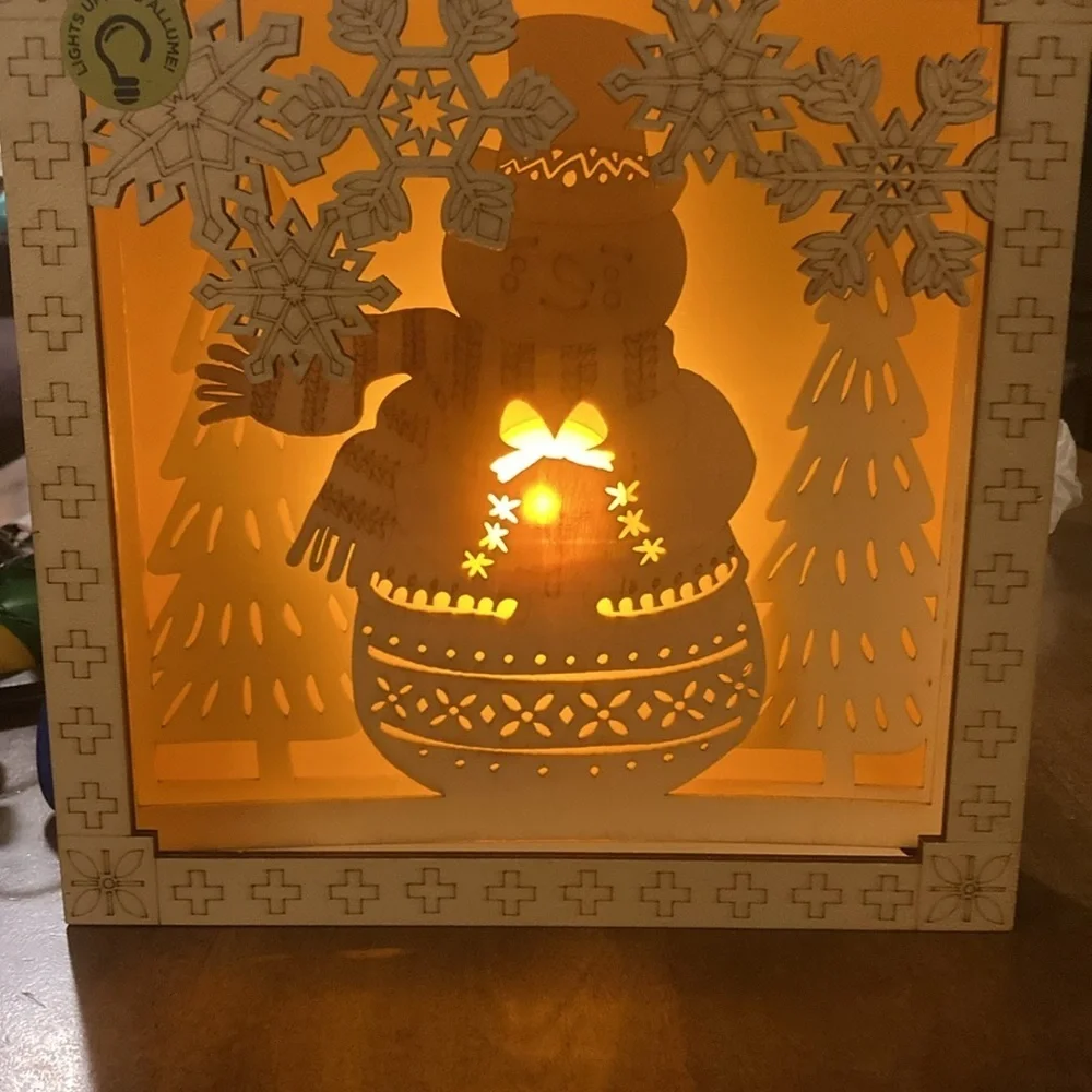 Christmas diy pre lit wood decor 1 set new beautiful